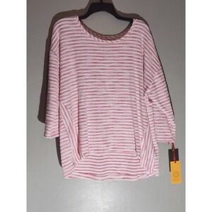 Ruby Rd Top Pink Stripe Mid  Sleeve Size Xl‎